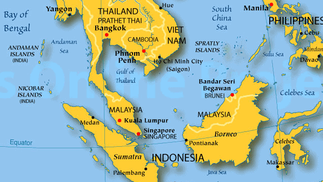 Map of South-east Asian countries of the world