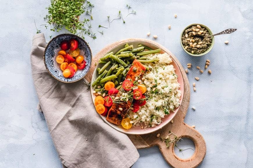 a healthy meal made with vegetables and quinoa