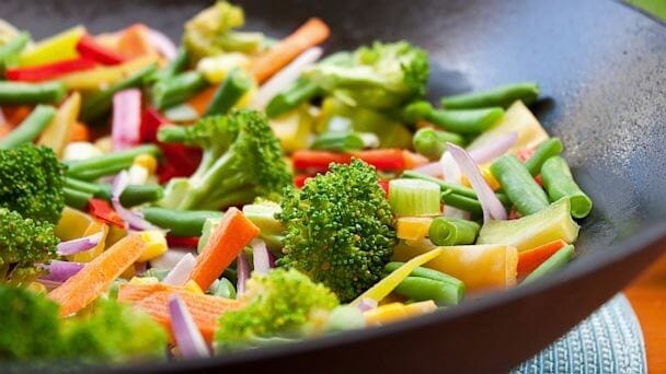 wok with various types of vegetables 