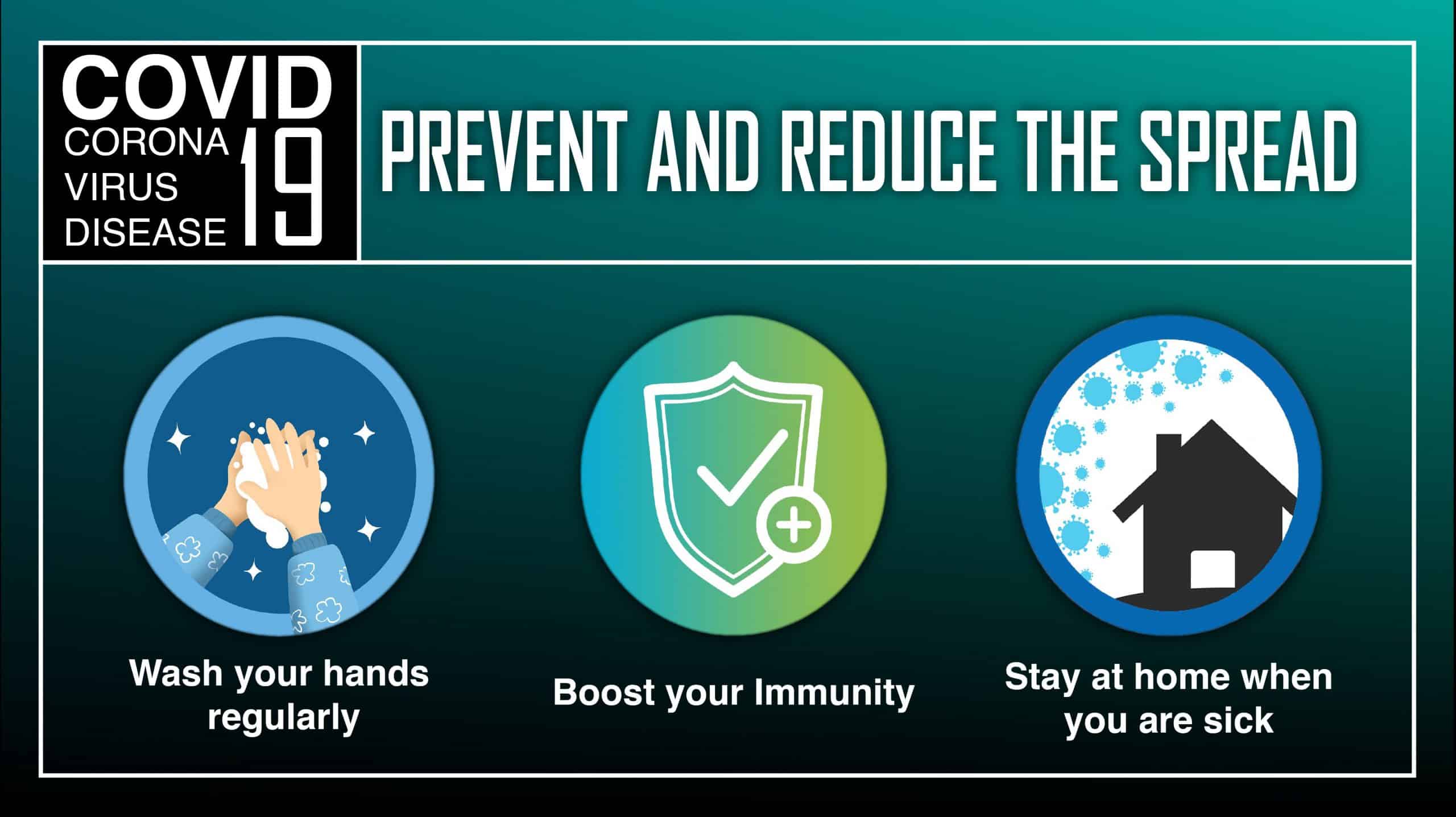 Fight coronavirus by washing hands, boosting immunity, stay home when you are sick