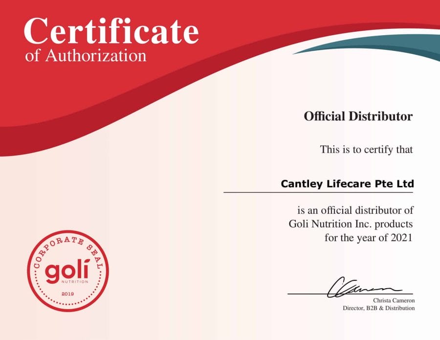 Goli Certificate Official Distributor Singapore