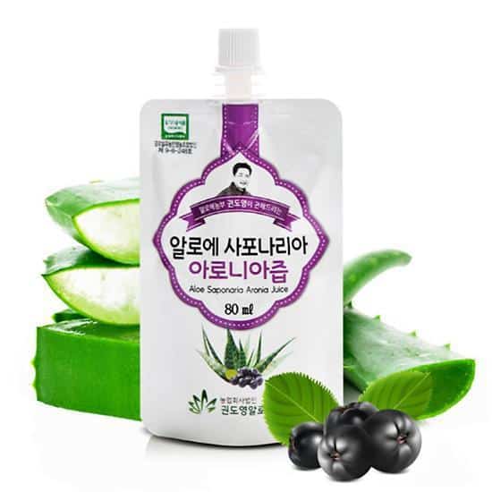 KDYALOE Organic Aloe Saponaria Aronia Berries Juice Drinkable Konjac Jelly