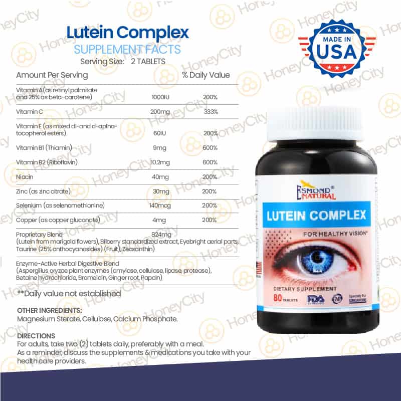 Esmond Natural Lutein Complex Supplement Facts